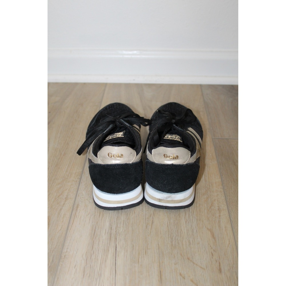 Gola Daytona Mirror Black Gold Suede Mesh Sneakers CLB107 Women Size 8 US 39 EU - Picture 3 of 6